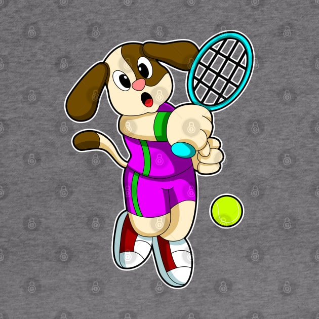 Dog at Tennis with Tennis racket & Tennis ball by Markus Schnabel